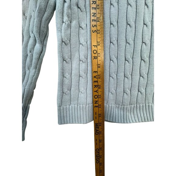 Chaps Classics Womens Cable Knit Turtleneck Sweater M Pale Pastel Blue - Picture 7 of 12